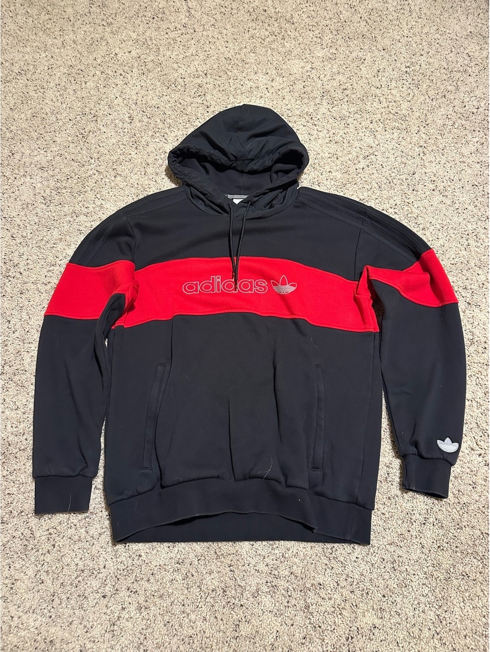Adidas Black and Red Hoodie with Logo